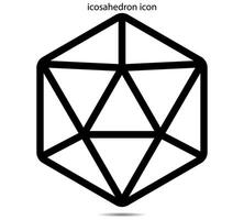 icosahedron icon, illustrator on background vector