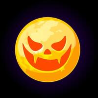 Full moon scary face for greeting card. Halloween illustration. vector