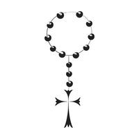Rosary beads with Holy Cross. vector