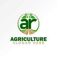 Logo design graphic creative concept premium stock initial letter AR font with leaves nature farm agriculture. Related to typography monogram vector