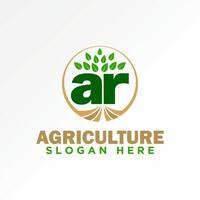 Logo design graphic creative concept premium stock initial letter AR font with leaves nature farm agriculture. Related to typography monogram vector