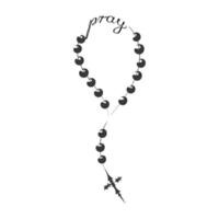 Rosary beads with Holy Cross. vector