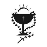 Rosary beads with Holy Cross. vector