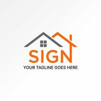 Logo design graphic concept creative premium stock abstract word text Sign with roof house line on top. Related to property architecture home vector