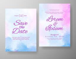 Wedding invitation with abstract watercolor background vector