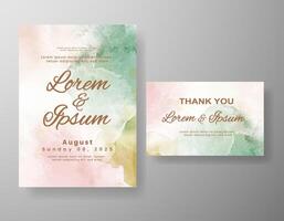 Wedding invitation with abstract watercolor background vector