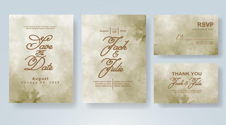 Wedding invitation with abstract watercolor background