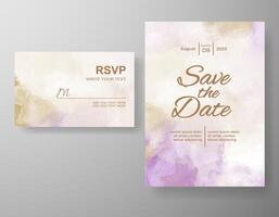 Wedding invitation with abstract watercolor background vector