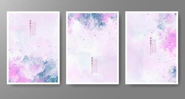 Set of creative hand painted abstract watercolor background. Design for your cover, date, postcard, banner, logo. vector