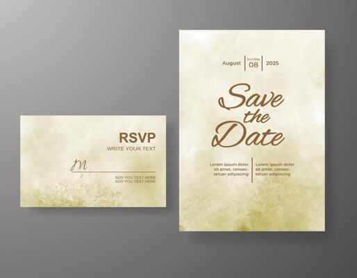 Wedding invitation with abstract watercolor background