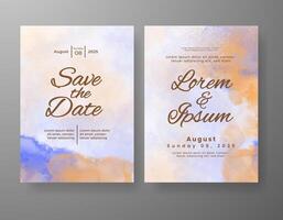 Wedding invitation with abstract watercolor background vector