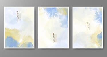 Set of creative hand painted abstract watercolor background. Design for your cover, date, postcard, banner, logo. vector