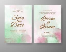 Wedding invitation with abstract watercolor background vector