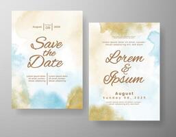 Wedding invitation with abstract watercolor background vector