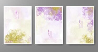 Set of creative hand painted abstract watercolor background. Design for your cover, date, postcard, banner, logo. vector