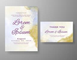 Wedding invitation with abstract watercolor background vector