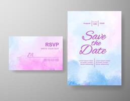 Wedding invitation with abstract watercolor background vector