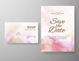 Wedding invitation with abstract watercolor background vector