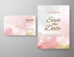 Wedding invitation with abstract watercolor background vector