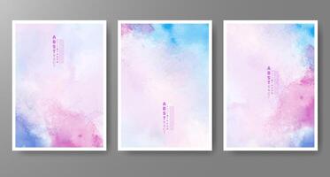 Set of creative hand painted abstract watercolor background. Design for your cover, date, postcard, banner, logo. vector