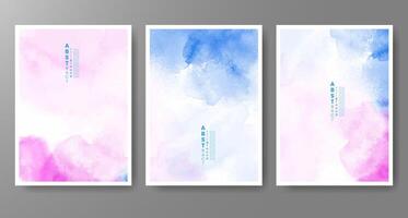 Set of creative hand painted abstract watercolor background. Design for your cover, date, postcard, banner, logo. vector