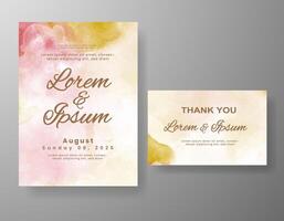 Wedding invitation with abstract watercolor background vector