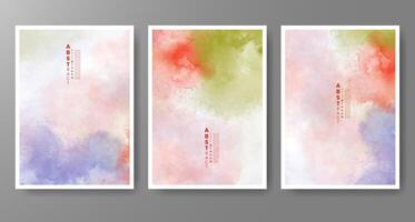 Set of creative hand painted abstract watercolor background. Design for your cover, date, postcard, banner, logo. vector