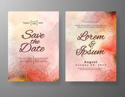 Wedding invitation with abstract watercolor background vector