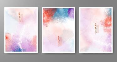 Set of creative hand painted abstract watercolor background. Design for your cover, date, postcard, banner, logo. vector