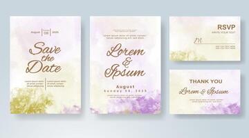 Wedding invitation with abstract watercolor background vector