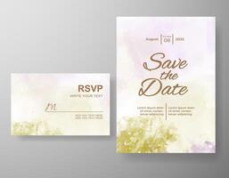 Wedding invitation with abstract watercolor background vector