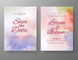 Wedding invitation with abstract watercolor background vector