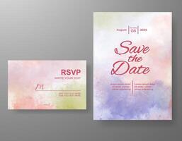 Wedding invitation with abstract watercolor background vector