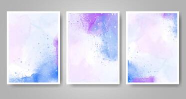 Set of creative hand painted abstract watercolor background. Design for your cover, date, postcard, banner, logo. vector