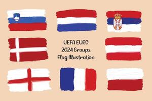 Hand Painted Country Flag Euro Groups vector