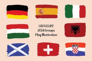 Hand Painted Country Flag Euro Groups vector
