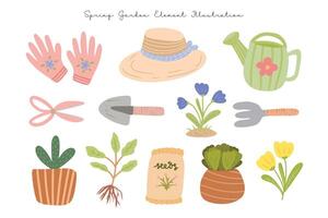 Cute Spring Gardening Element Illustration vector