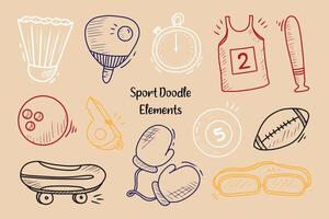 Cute Sports Sketch Element Collection vector