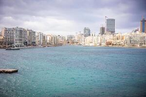 General view of the city under construction through the water barrier photo