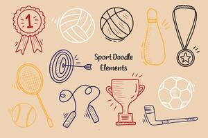 Cute Sports Sketch Element Collection vector