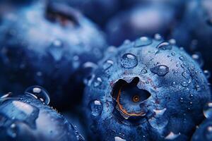 Macro shot of blueberry texture, abstract close up focusing on the natural patterns photo