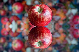 apple abstract with a mirrored effect, creating symmetrical patterns in a kaleidoscopic view photo