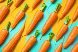 Stylized graphic of carrots with bold outlines and flat colors, modern art style on a vibrant background photo
