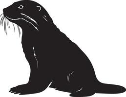 Otter Silhouette Illustration White Background vector