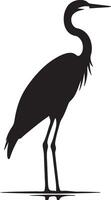 Heron Silhouette Illustration White Background vector