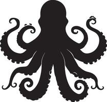 Octopus Silhouette Illustration White Background vector