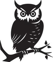 Owl Silhouette Illustration White Background vector