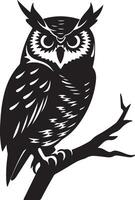 Owl Silhouette Illustration White Background vector