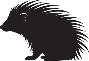 Porcupine Silhouette Illustration White Background vector