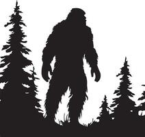 Bigfoot Silhouette Illustration White Background vector